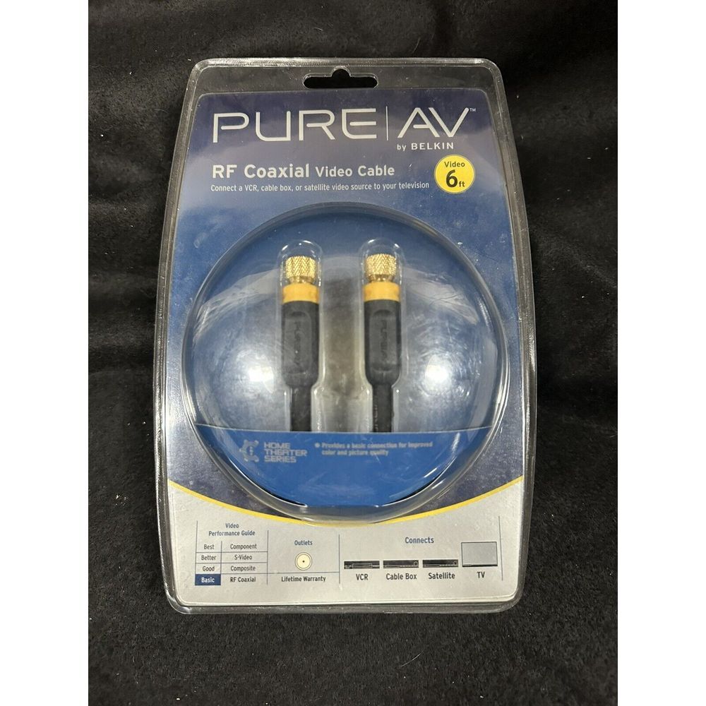 Belkin AV21300-06 6 feet‎ PureAV RF Coaxial Video Cable - 24k Gold F-Pin